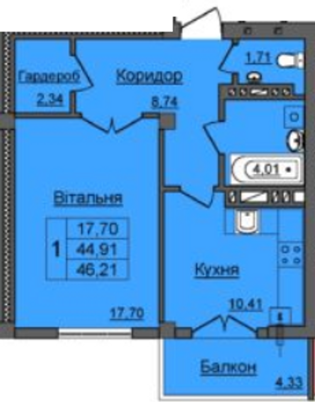 Планировка типа  1-46.21