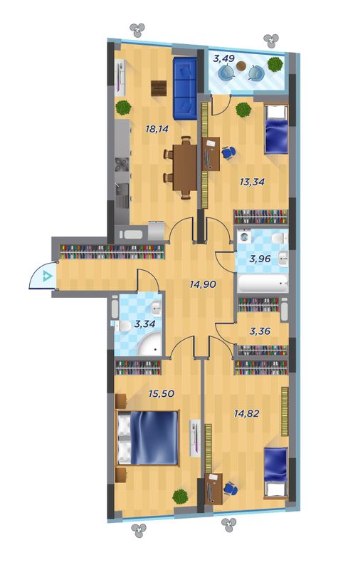 Планировка типа  1-3B