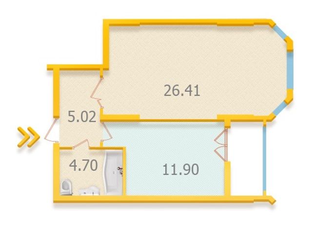 Планировка типа  1-49.7