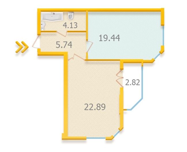 Планировка типа  1-55.02