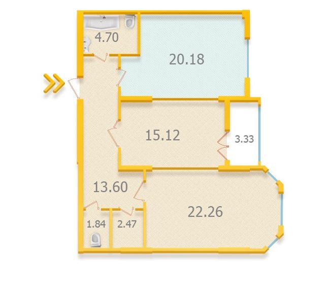 Планировка типа  2-83.5