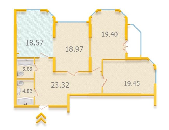 Планировка типа  3-111.22