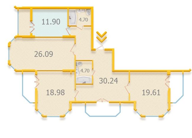 Планировка типа  3-123.14