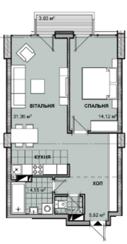 Планировка типа  2-58.41