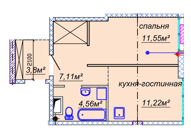 Планировка типа  1-35.74