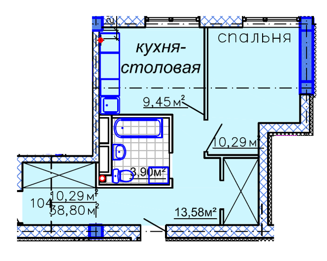 Планировка типа  1-38.8