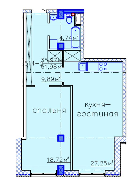 Планировка типа  1-61.98