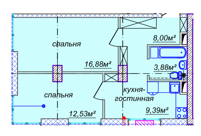 Планировка типа  2-52.27