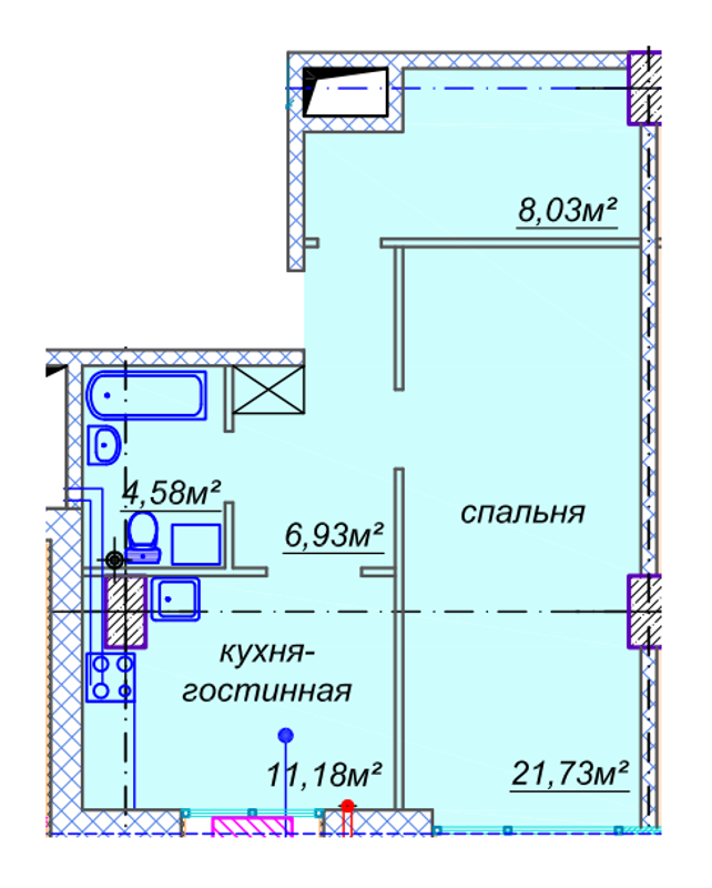 Планировка типа  2-54.26