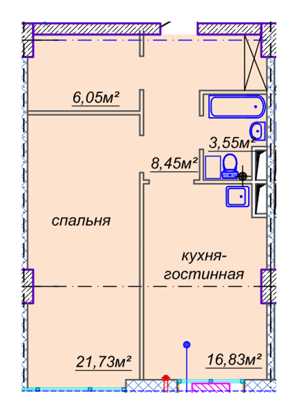 Планировка типа  2-58.56