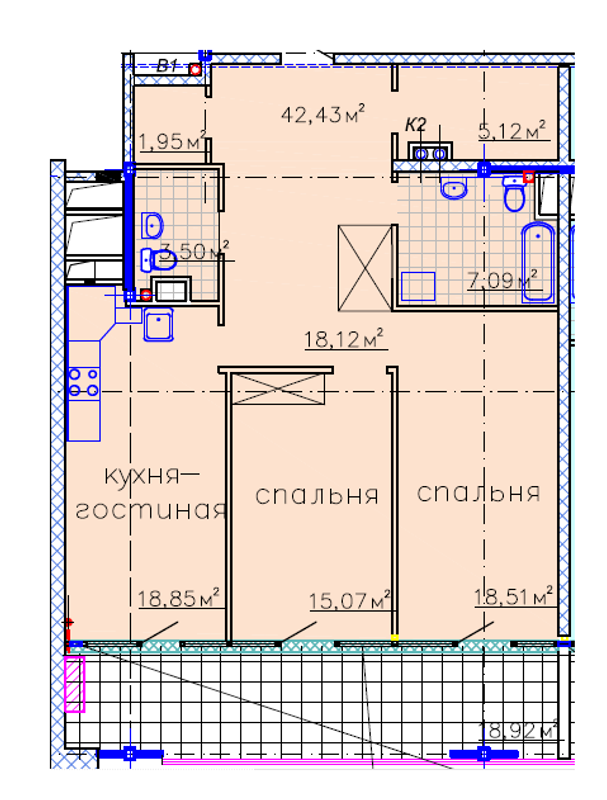 Планировка типа  2-70