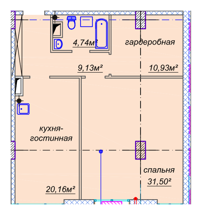 Планировка типа  2-78.61