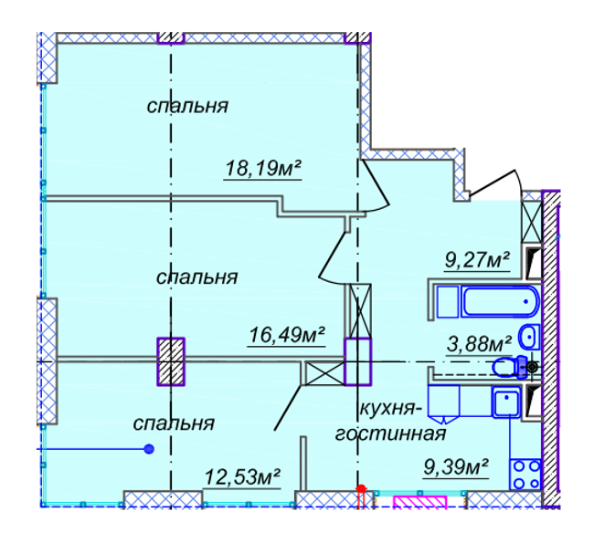 Планировка типа  3-72.5