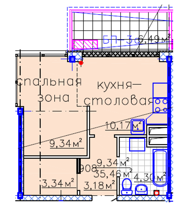 Планировка типа  1-35.46