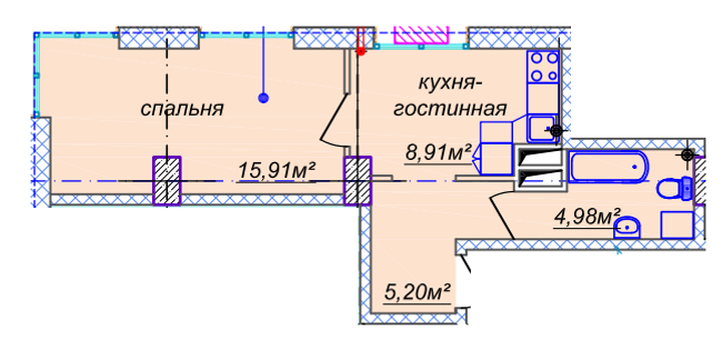 Планировка типа  1-35.5