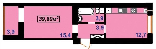 Планировка типа  1-39.80