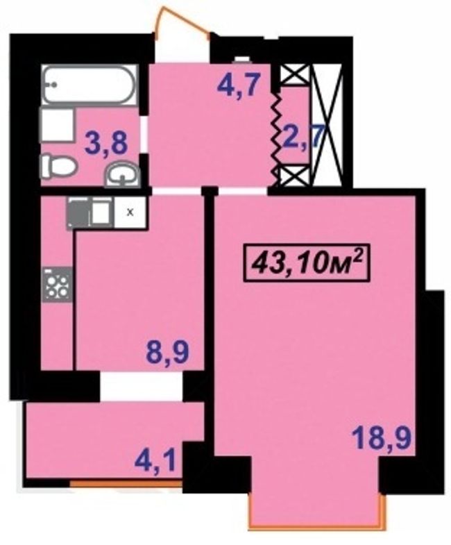 Планировка типа  1-43.10