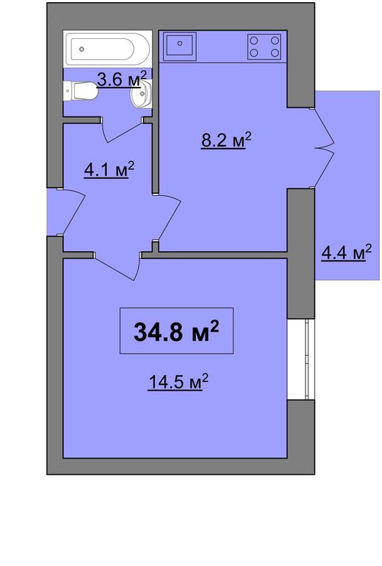 Планировка типа  1-34.8