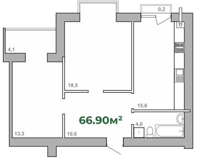 Планировка типа  2-66.9