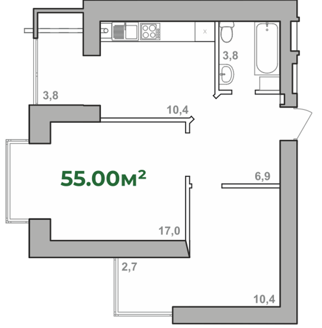 Планировка типа  2-55