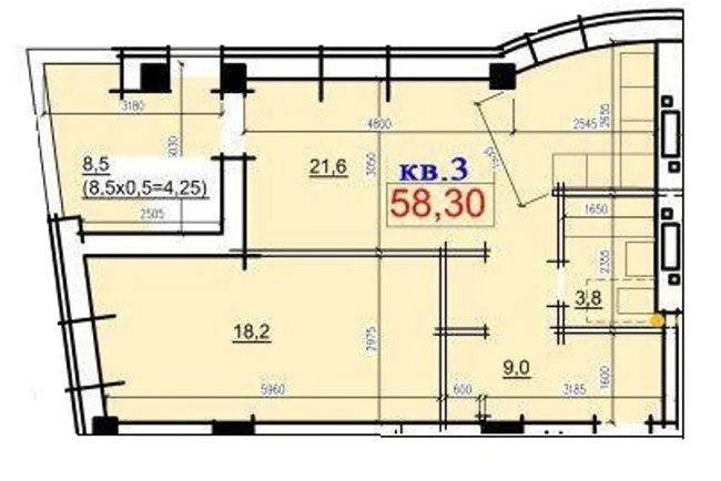 Планировка типа  1-58.3