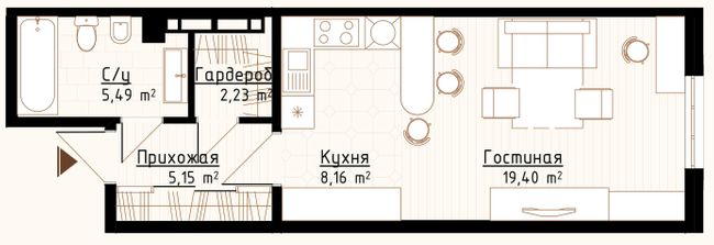 Планировка типа  1-40.43