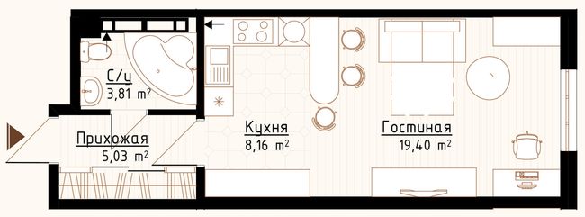 Планировка типа  1-36.4