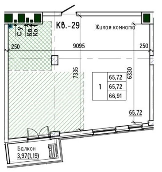 Планировка типа  1-66.91