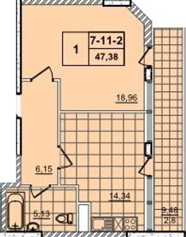 Планировка типа  1-47.38
