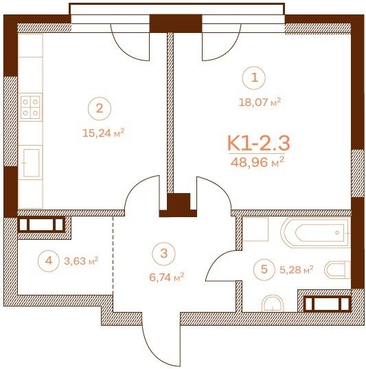 Планировка типа  К1-2-3