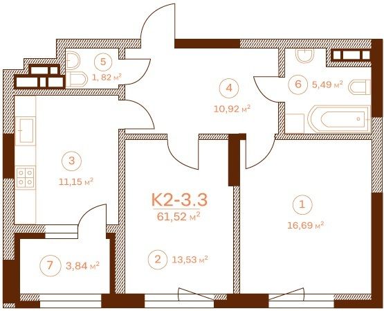 Планировка типа  К2-3-3