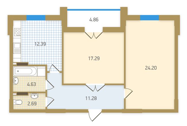 Планировка типа  2-74.91