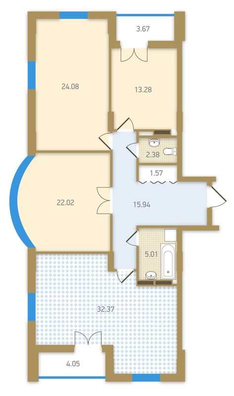 Планировка типа  3-120.50