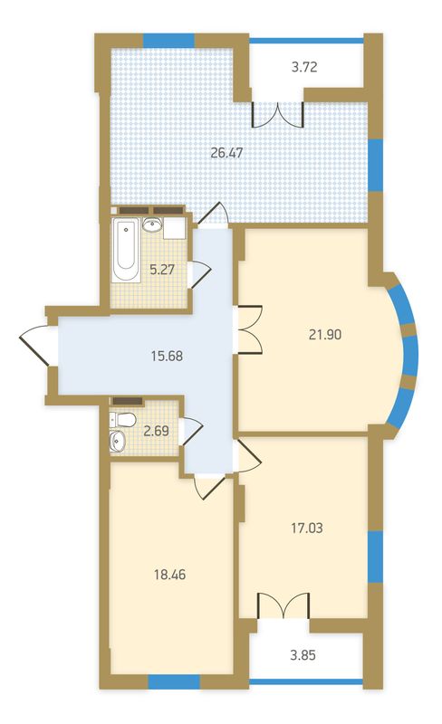 Планировка типа  3-102.66