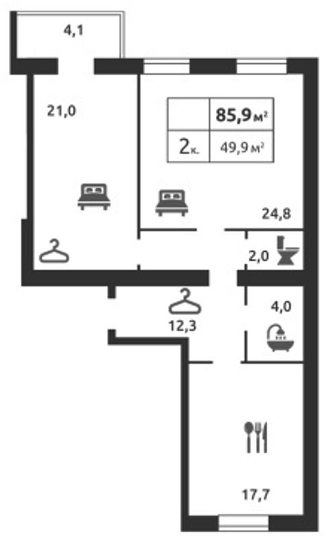 Планировка типа  2-85.9