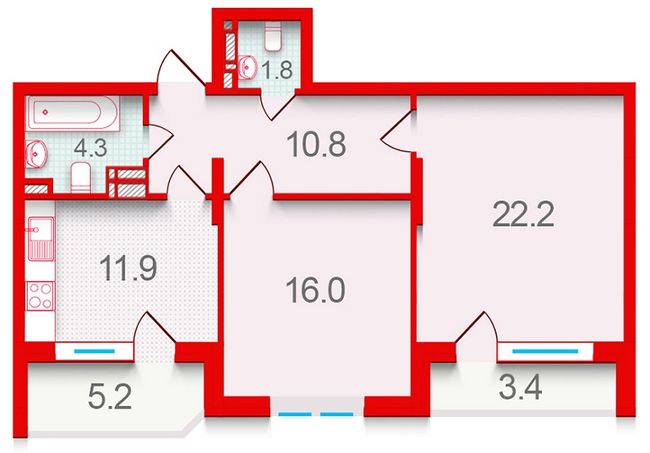 Планировка типа  (2)2.5