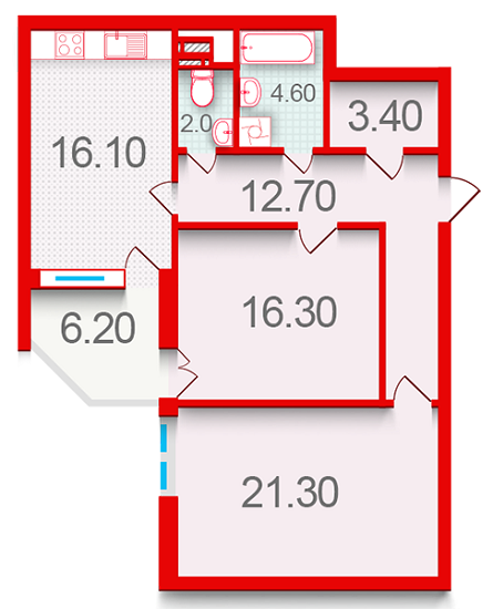 Планировка типа  (2)2.2