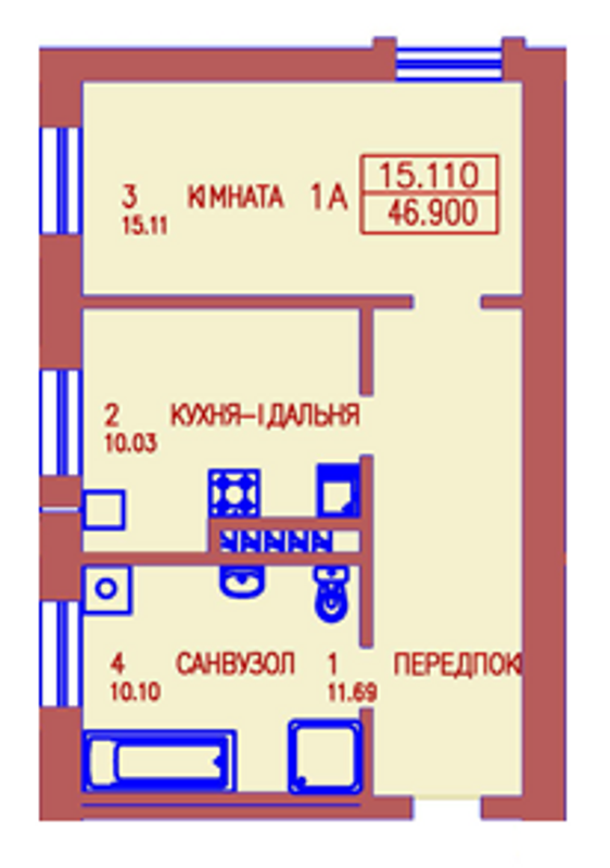 Планировка типа  1A