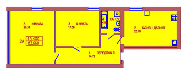 Планировка типа  2A