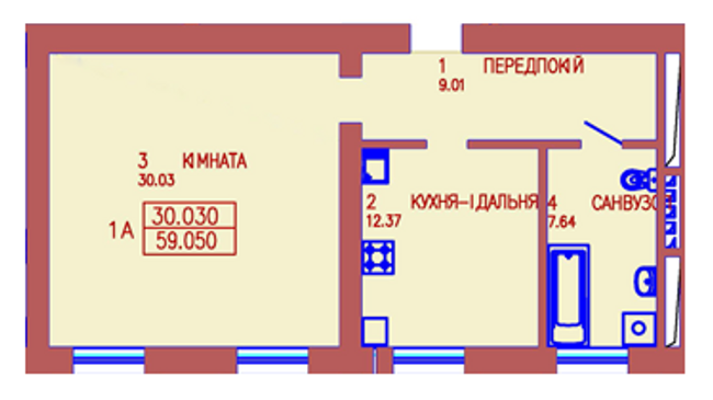 Планировка типа  1A