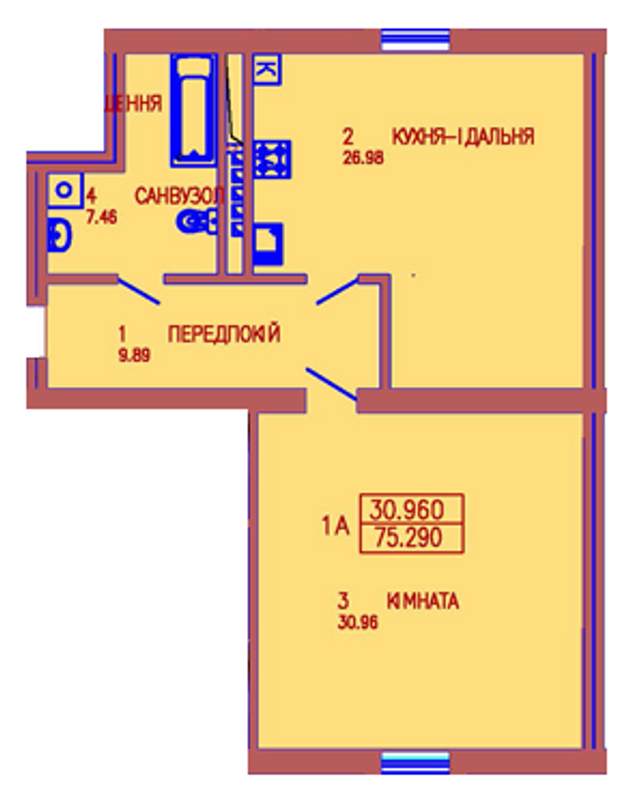 Планировка типа  1A