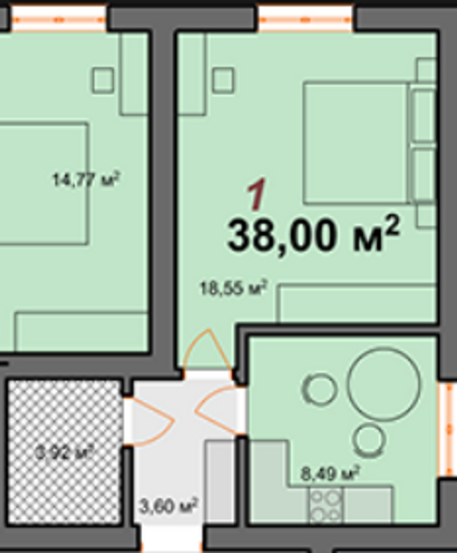 Планировка типа  1-38
