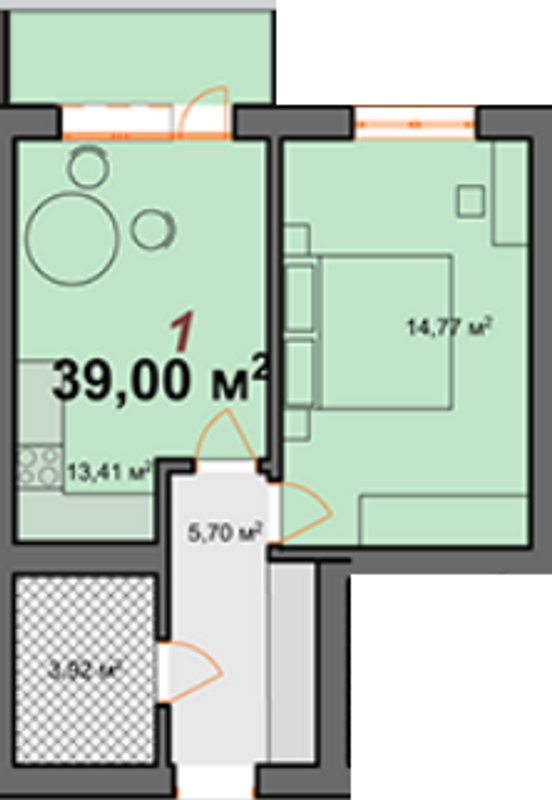 Планировка типа  1-39