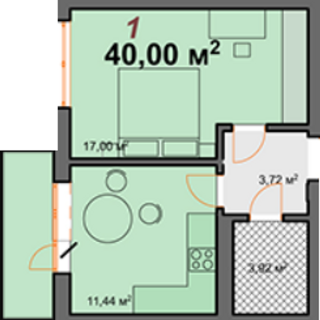 Планировка типа  1-40
