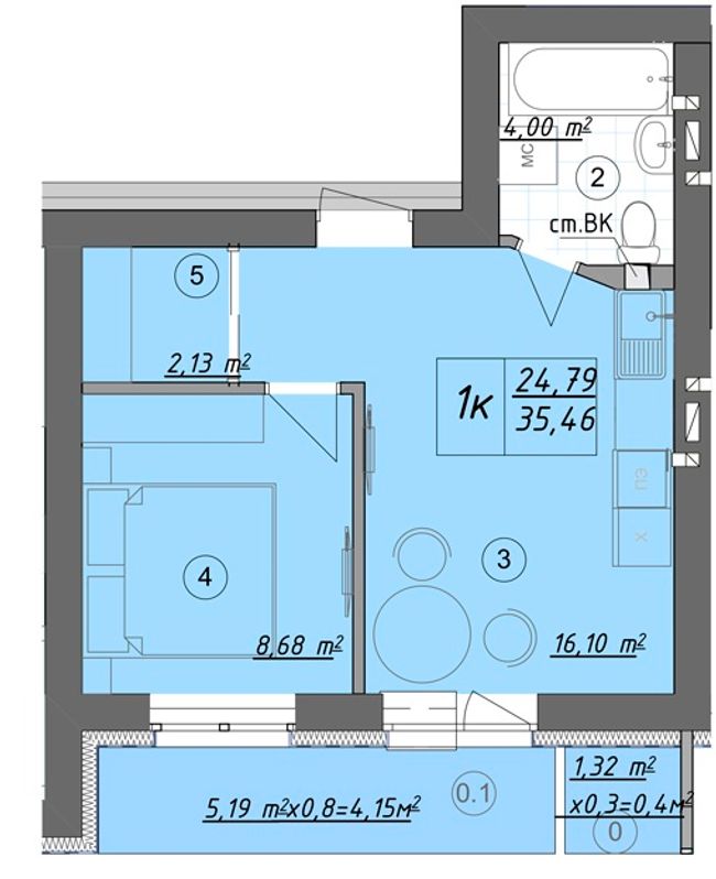 Планировка типа  1-35.46