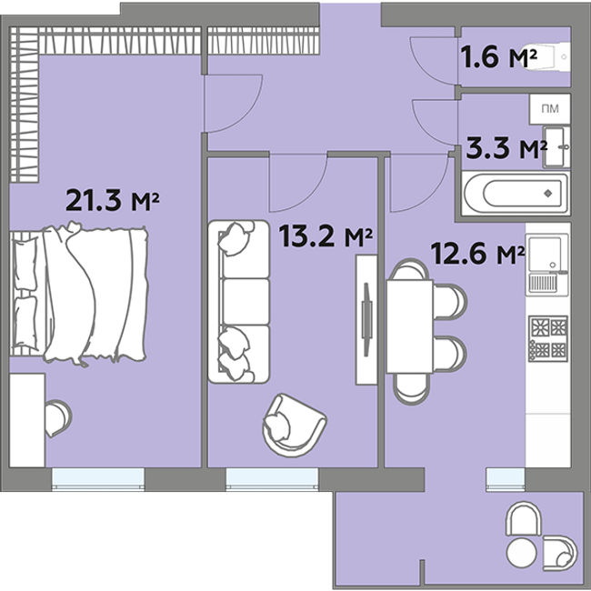 Планировка типа  2-60.5