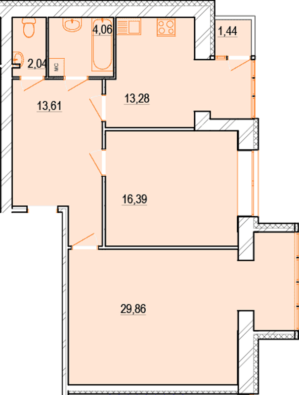 Планировка типа  2-79.24