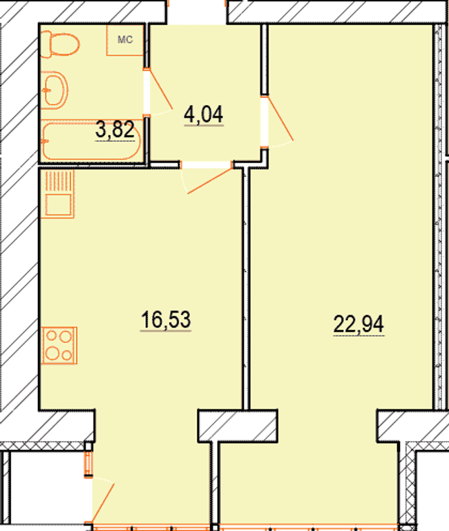 Планировка типа  1-47.32